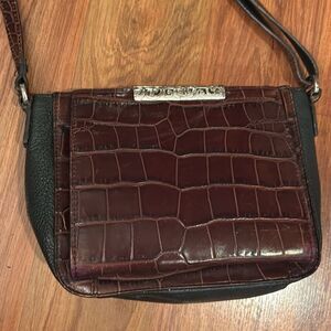 Brighton Croc brown black leather Crossbody wallet bag